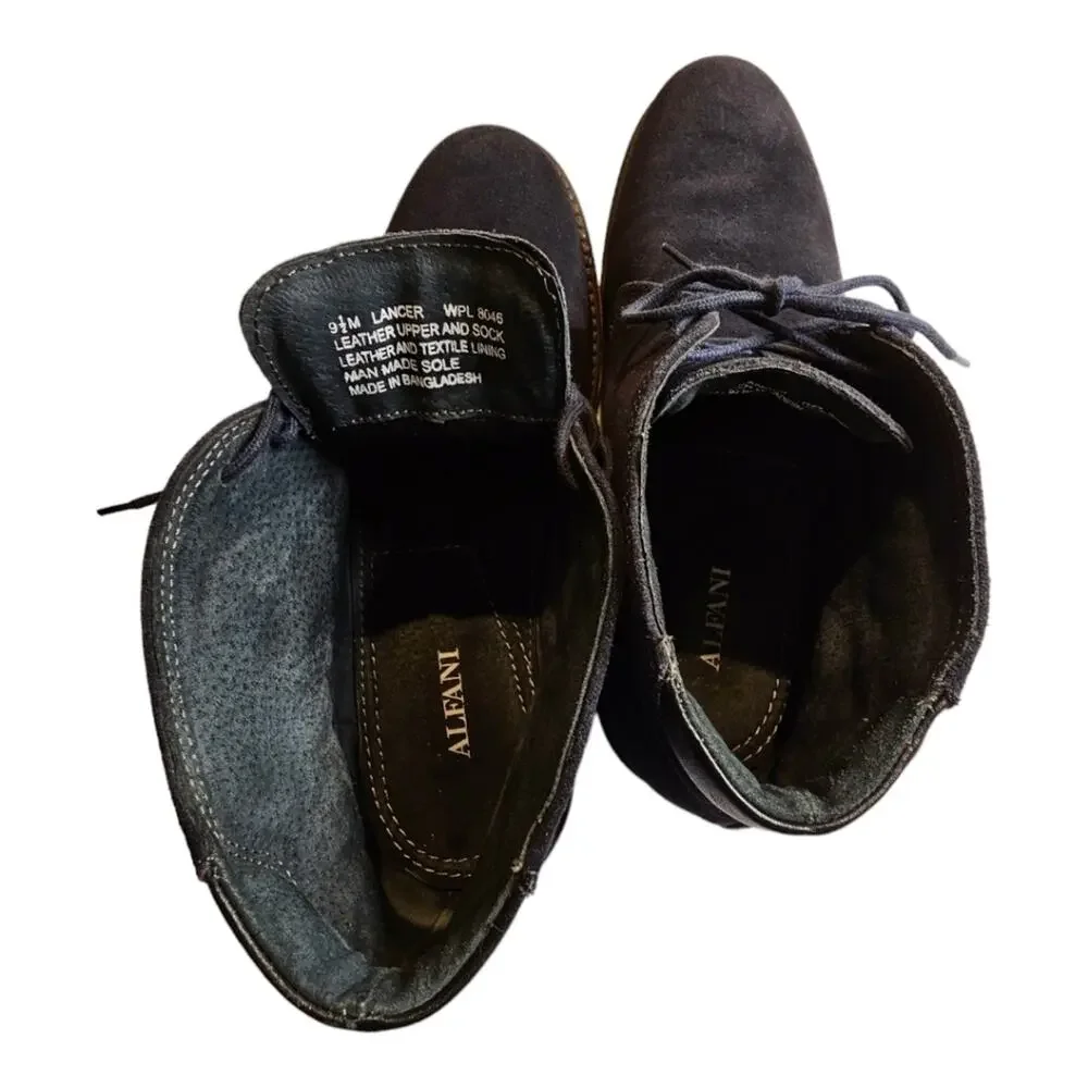 Alfani Blue Suede Lancer Leather Chukka Boots Men 9.5 M